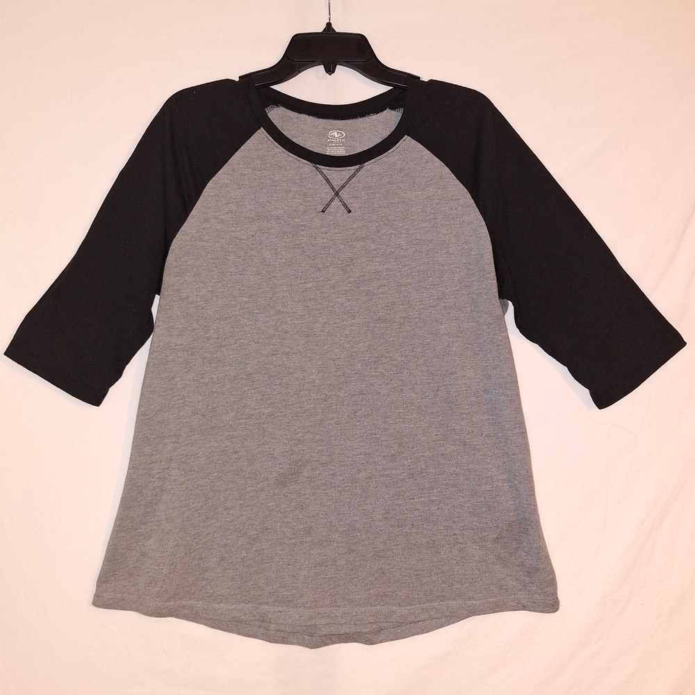 Colorblock Raglan Jersey Heather Gray Black Athletic Works XL (16-18) Baseball